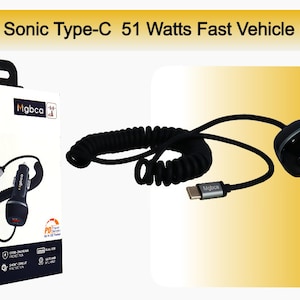 Mgbca Sonic Type-C Car Charger For Samsung Galaxy A35 5G/A25 , PD QC 3.0 Fast 51 Watt, With USB Port