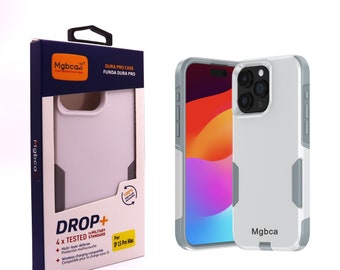 Mgbca Slim Protective Dura Pro Case for iPhone 15 Pro Max,rugged,Shock-absorbing, 6-Ft Military Drop Protection, 2-Layered Cover (White)