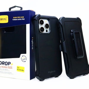 Etui Dura Pro Defender firmy Mgbca do iPhone'a 15 Pro Max, wytrzymałe i wytrzymałe, obrotowy uchwyt na pasek 360 stopni, ochrona przed upadkiem z wysokości 10 stóp