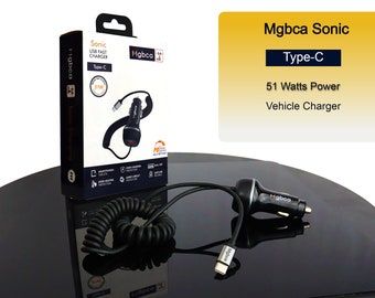Mgbca Sonic Type-C Car Charger For Galaxy A15/ A13 5G/ A14, PD QC 3.0 Fast 51 Watt