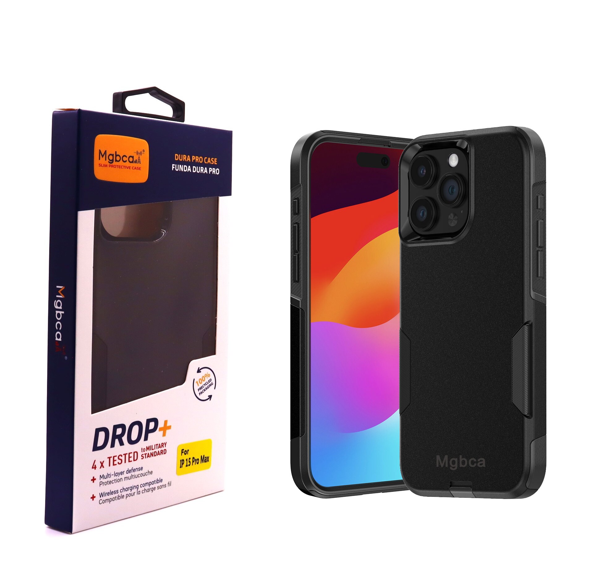 Mgbca スリム保護 Dura Pro 電話ケース iPhone 15 Pro Max 用、頑丈