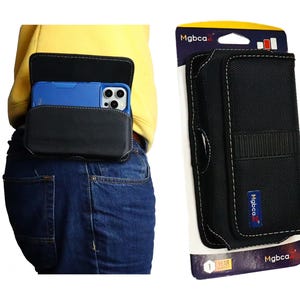 Mgbca Nylon Phone Holster Pouch For iPhone 16 / 15 / 14/ 13 /12/11/Xr Pro , Belt Loop Clip Holder, W/ Slim-Fit Or Otterbox Commuter Case