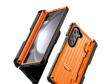 Mgbca Armor Luxury Samsung Galaxy Z Fold 5 Rugged Phone Case, Built-in Screen Protector, S Pen Sleeve Holder, Military Drop Protection