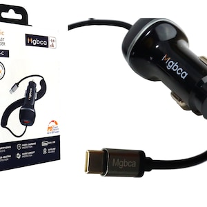 Mgbca Sonic Fast USB-C Car Charger For Galaxy S24/S23, Coil Cable, 51w PD QC 3.0