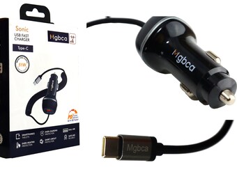 Mgbca Sonic Fast USB-C Car Charger For Galaxy S24/S23, Coil Cable, 51w PD QC 3.0