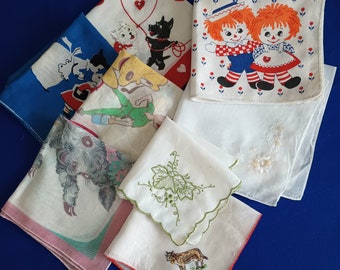 8 Children's Hankies from the 1950s