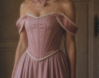 Handmade Blush Pink Satin Corset: Vintage Style Corset Dress