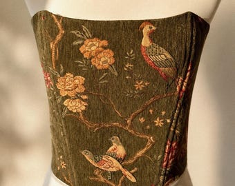 Fairy Tale Tapestry Bustier, Enchanted Forest Corset Top, Cottagecore Outfit, Custom Plus Size Corset