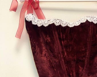 Custom Burgundy Corset: Elegant Fairy Tale Top