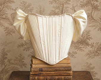 Bridal vintage corset Elegant wedding corset top with off-shoulder sleeves