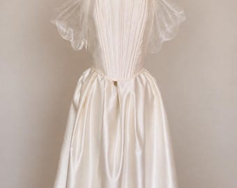 Fairy tale wedding dress, Ivory bridal corset top with skirt, Custom made wedding gown