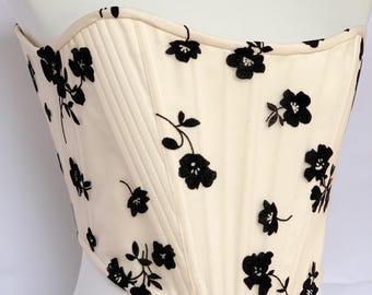 Floral Satin Corset Top, Custom made Heart Shaped Top, Plus Size