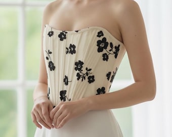 Märchen Korsett Custom Satin Baske Taille Top Elegantes Vintage Korsett mit Blumenmuster