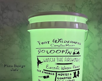 Fort Wilderness Camping Rules Decal &  Light Kit, for Camping Bucket.