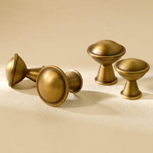 Vintage Brass Cabinet Knobs, Antique Gold Finish, Neoclassical Style