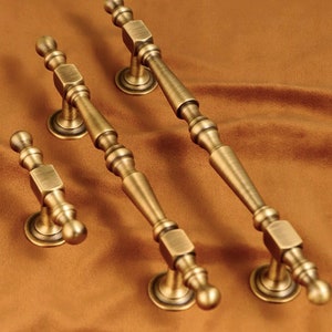 Antique Brass Handles Classical | Aged Brass Kitchen Pulls | Vintage Brass Handles | Antique Cabinet Pulls | Brass Kitchen Hardware