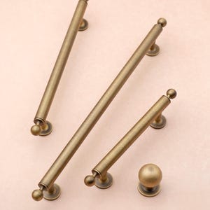 Antique Brass Handles MCM | Aged Brass Kitchen Pulls | Vintage Brass Handles | Antique Cabinet Pulls | Brass Kitchen Hardware