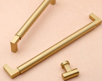 Satin Brass Cabinet Pull Handles, Solid Brass Drawer Pulls, Gold Brass Cabinet Pulls, Wardrobe Door Handles, Kitchen Cabinet Hardware