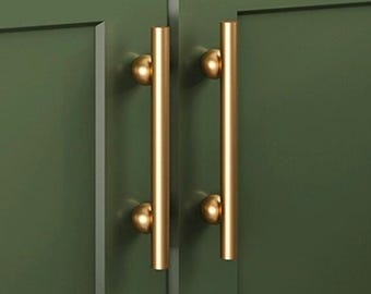 Minimalistische Küchenknäufe aus Messing, massive Messingbeschläge, Schubladengriffe aus gebürstetem Gold, Knäufe aus mattem Messing, Knäufe aus Messing