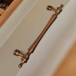 Old Brass Drawer Pulls | Aged Brass Kitchen Pulls | Vintage Brass Handles | Antique Cabinet Pulls | Brass Kitchen Hardware