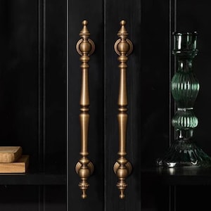 French Antique Brass Cabinet Pulls | Aged Brass Kitchen Pulls | Brass Door Pulls | Antique Drawer Handles | Brass Kitchen Hardware