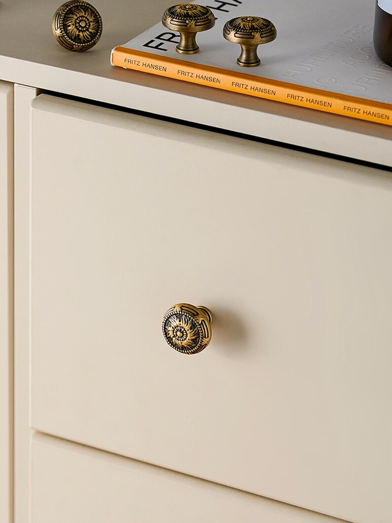 Visual Reference: Antique Brass Cabinet Knobs French Drawer Knobs Vintage Gold Knobs