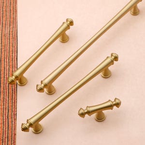 Gold Cabinet Pulls | Matte Brass Cabinet Handles | Brass Kitchen Pulls | Wardrobe Door Pulls | Kitchen Cabinet Hardware
