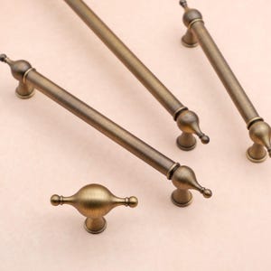 Antique Brass Cabinet Pulls | Solid Brass Aged Brass Kitchen Pulls | Vintage Brass Handles | Antique Cabinet Pulls | Brass Kitchen Hardware
