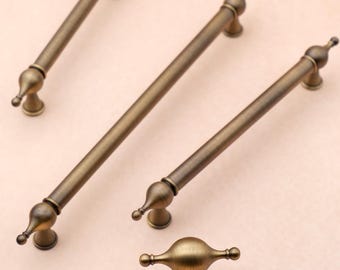 Antiek messing kastgrepen: massief messing keukenbeslag