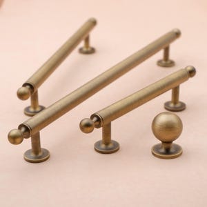 Antique Brass Handles MCM | Aged Brass Kitchen Pulls | Vintage Brass Handles | Antique Cabinet Pulls | Brass Kitchen Hardware