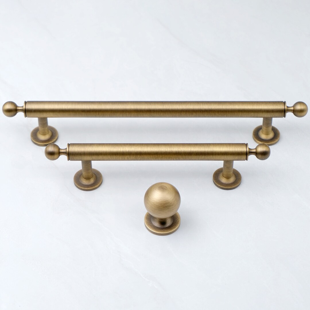 Antique Brass Handles Classical Aged Brass Kitchen Pulls Vintage Brass ...