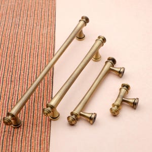 Transitional Antique Brass Drawer Pulls | Aged Brass Kitchen Pulls | Vintage Brass Handles | Antique Gold Pulls | Brass Kitchen Hardware