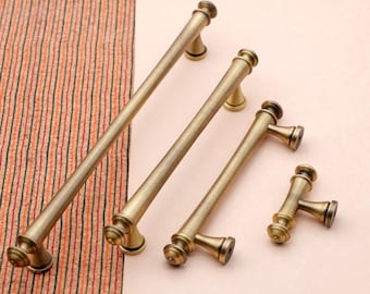 Antieke koperen overgangsladegrepen: vintage messing keukenbeslag