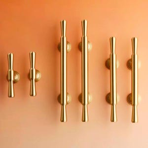 Brushed Brass Cabinet Handles | Gold Cabinet Pulls | Brass Kitchen Pulls | Wardrobe Door Pulls | Kitchen Cabinet Hardware