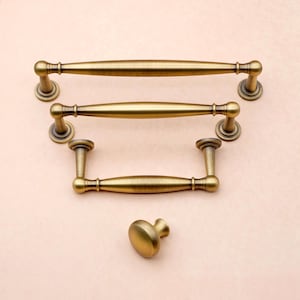 Retro Antique Brass Drawer Pulls, Aged Brass Knobs And Pulls, Vintage Brass Cabinet Pull, Antique Gold Dresser Pulls, Brass Kitchen Hardware