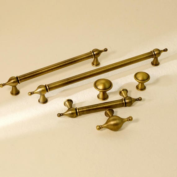 slim fit dress slacks Antique ornate victorian brass pulls - drawer pulls main image 0