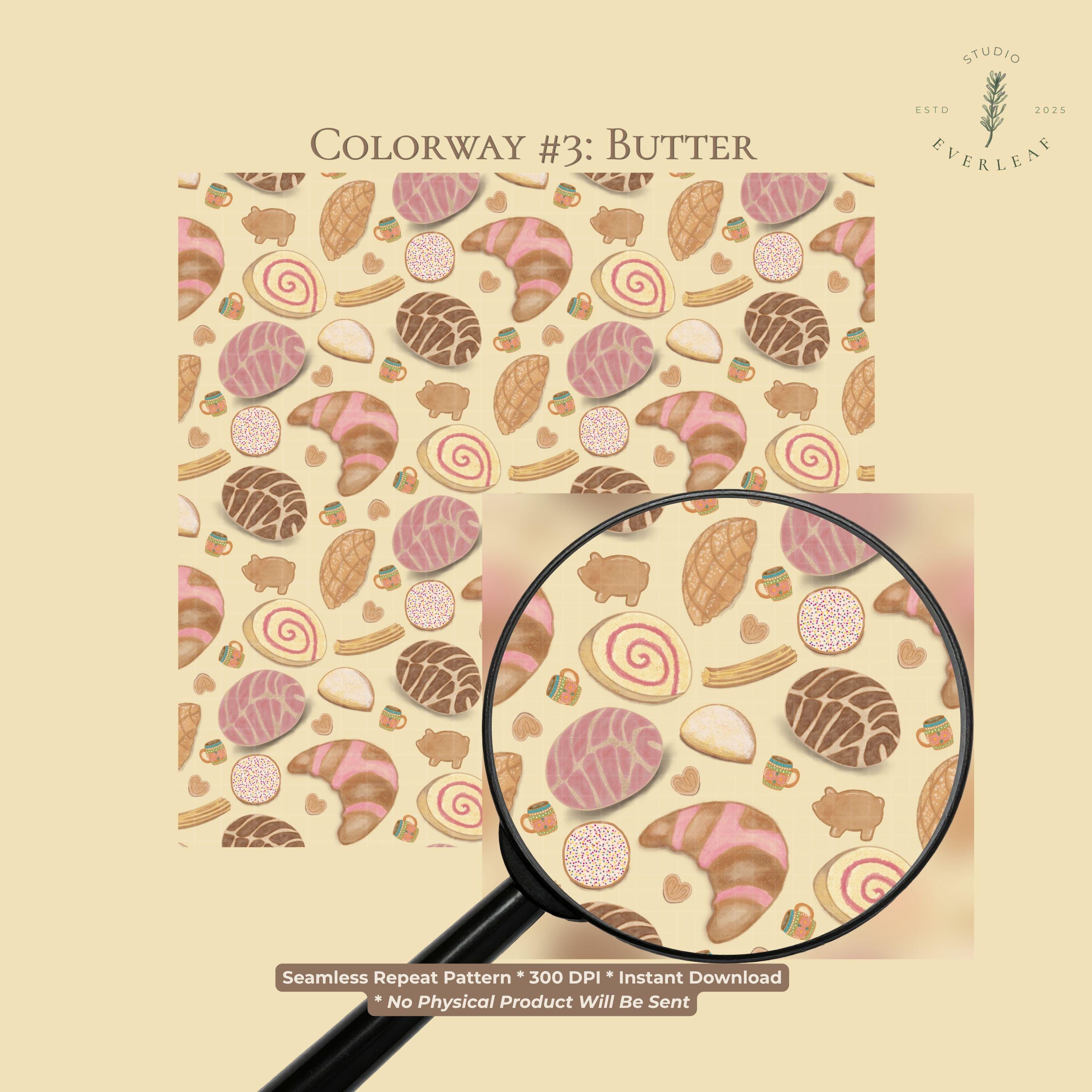 Mexican Pan Dulce Seamless Pattern Bundle PNG in 5 Colors, Mexican ...