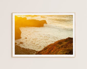 Impresión de paisaje de bellas artes- Hora dorada-California Fotografía de espuma de mar Naturaleza Arte de la pared Decoración del hogar