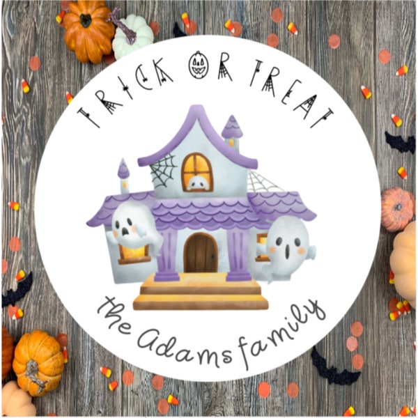 Halloween Party Stickers| Party Bag Stickers| Happy Halloween Stickers| Trick or Treat Candy Labels| Kids Childrens Birthday| Haunted House