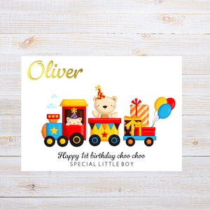 Tarjeta de tren de vapor para niños, tamaño A5 / Tarjeta de cumpleaños para 1.º, 2.º, 3.º y 4.º / Tarjeta de lujo hecha a mano / Tarjeta para hijo, nieto y niño pequeño / Cartulina premium de 350 g/m²