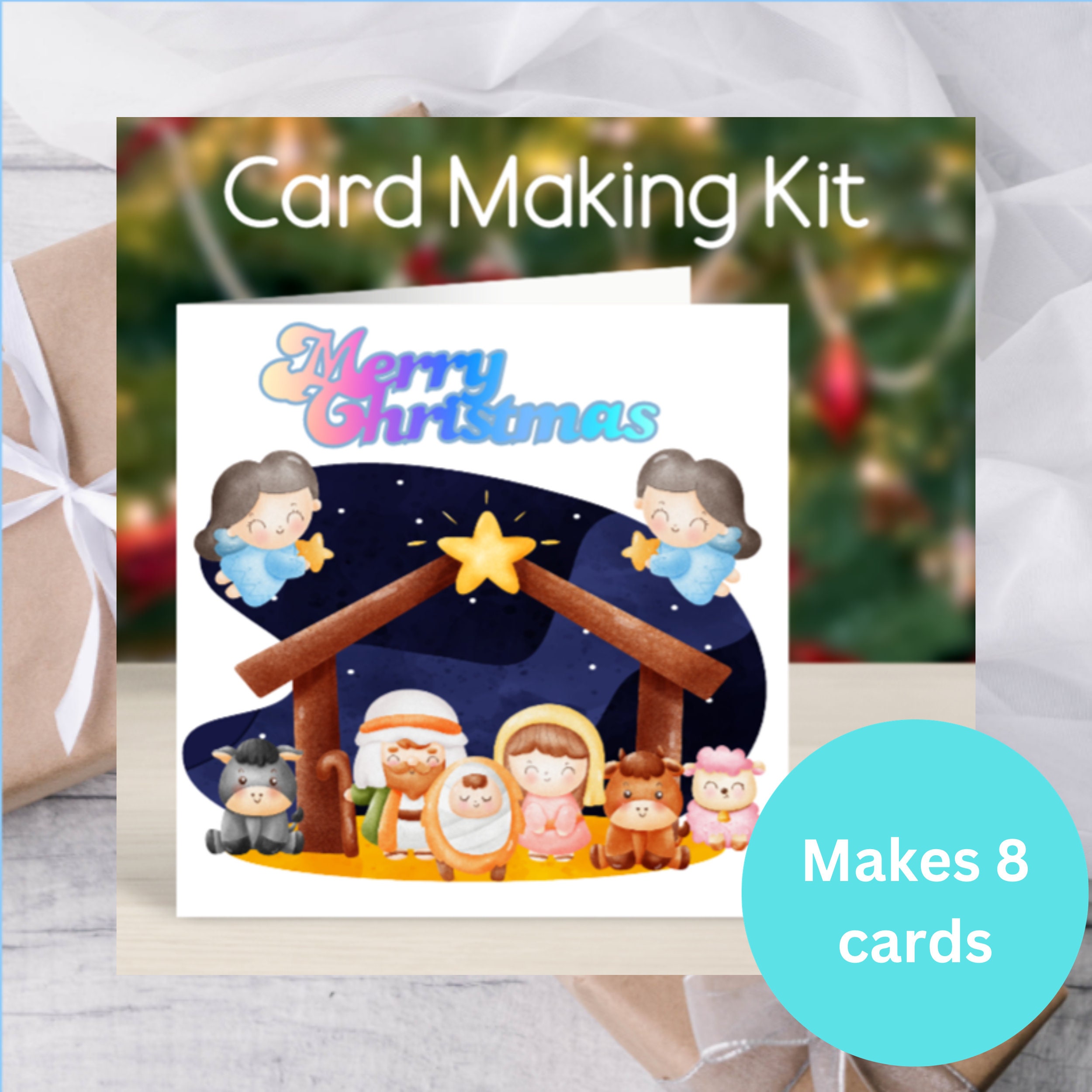 Create Your Own Christmas Card Kit Kids Adults Christmas Crafts Kit  Christmas Activity Pack Nativity Card Making Kit for Beginners 