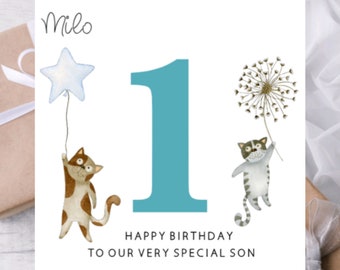 Cats Birthday Card| Quirky Card| Card for Girl Toddler Boy Son Daughter Granddaughter Grandson| Card for Cat Lovers| Card for Animal Lovers