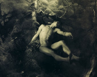 Sleeping King Arthur Giclee Print: Wet Plate Collodion Art