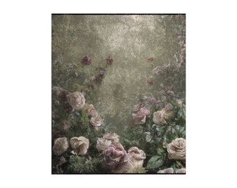 Manta victoriana de terciopelo aplastado con flores: manta vintage de lujo