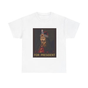 Vlad Dracula Gothic Dark Academia Satire Tee | Gothic Political Satire Shirt | Vlad the Impaler  | Unisex Heavy Cotton Gothic Tee Shirt