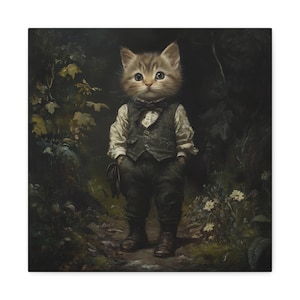 Charming Tom Kitten Canvas Print – Beatrix Potter-Inspired Wall Art | Dark Academia Nursery or Children&#39;s Room Decor