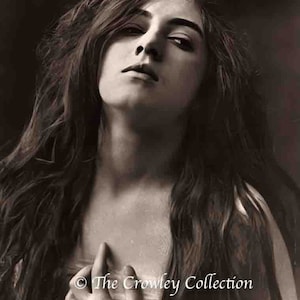Rare, fully restored early C20th Photo of Leila Waddell, Beautiful Witch, Aleister Crowley Muse, Gothic Occult Priestess, Thelema, Witchcr
