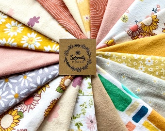Bohemian Style - Cloth Wipes  - 8" x 8" Set of 12 - Pre-Washed Flannel - 1 OR 2 Ply - Baby Wipes, Napkins, Towels or Toilet Paper