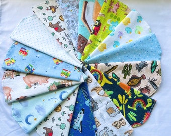 Cloth Wipes - Boyish - 8" x 8" Set of 12 - Pre-Washed Flannel - 1 OR 2 Ply - Baby Wipes, Napkins, or Paper Towels