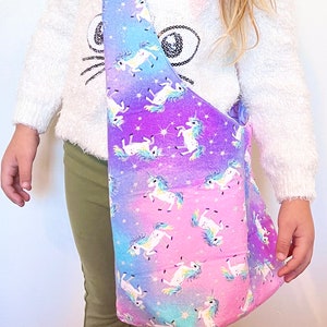 Reversible - Magical Unicorn - Crossbody Bag for Toddlers and Kids | Machine Washable Kids Hobo Bag